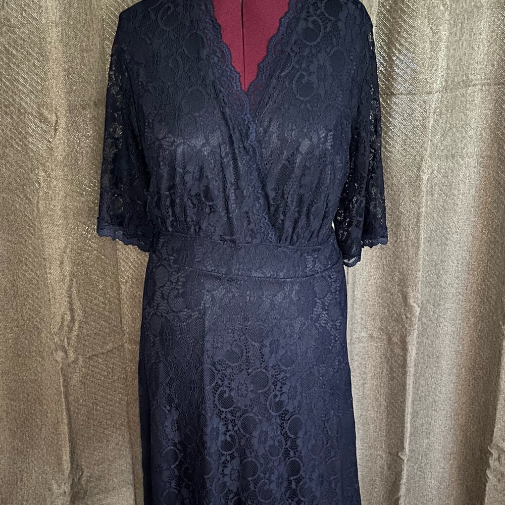 Elegant Navy Lace Dress